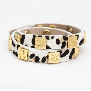 Rustic Cuff Meagen Calfskin Leopard Double Wrap
