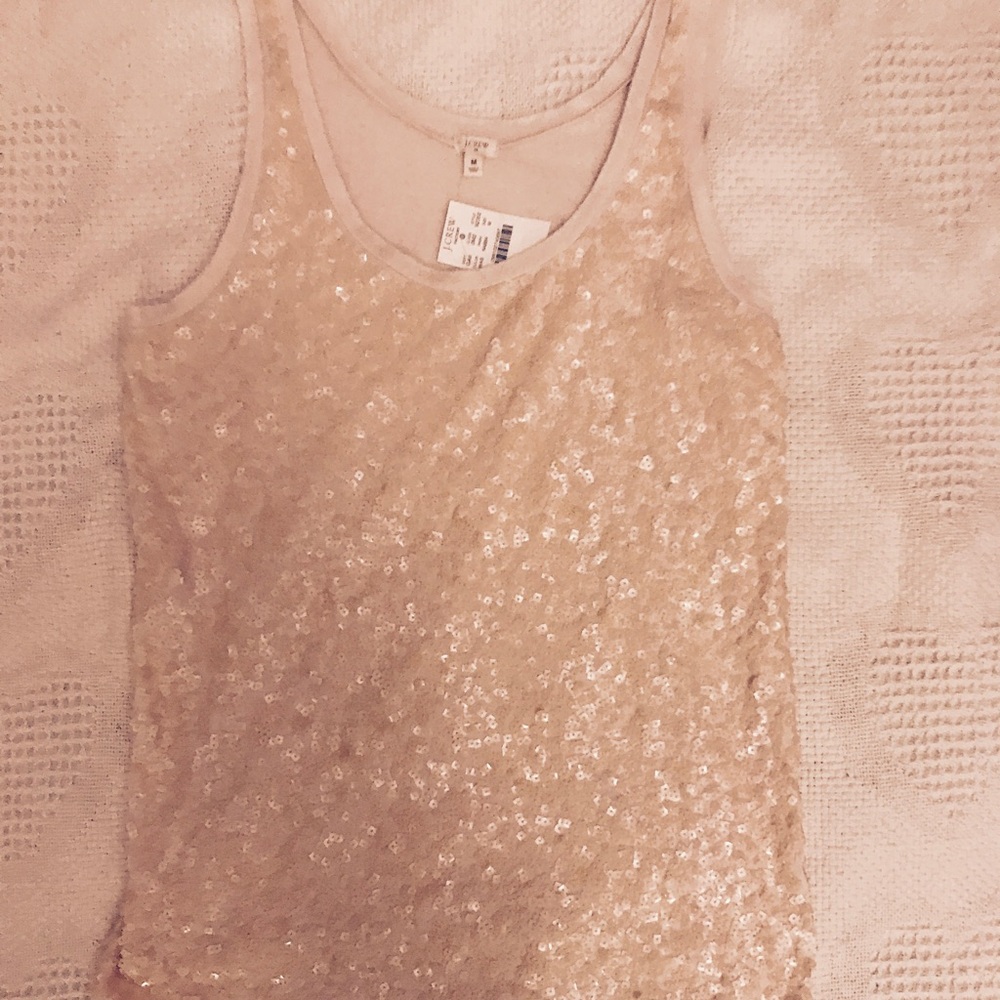 Brand New J. Crew Sequin tank top cream M NWT