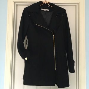 Black Kenneth Cole Wool Blend Pea Coat