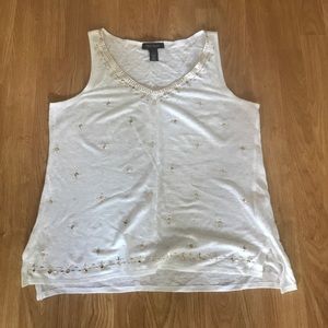 WHBM White and Gold Detail Top