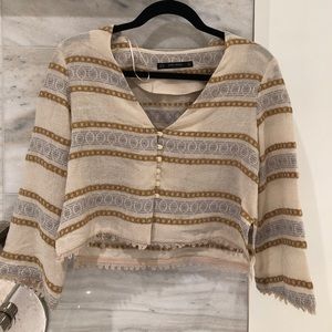 Zara textured crop long sleeve top