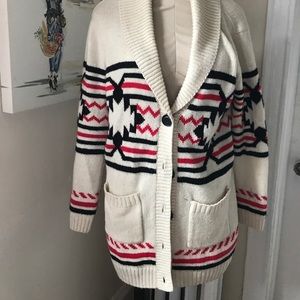 Red,Cream, and Black Cardigan