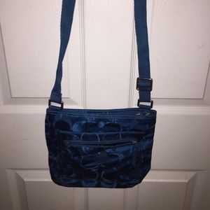 Blue cross body coach purse
