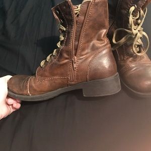 Brown combat boots! Few years old, rarely worn!