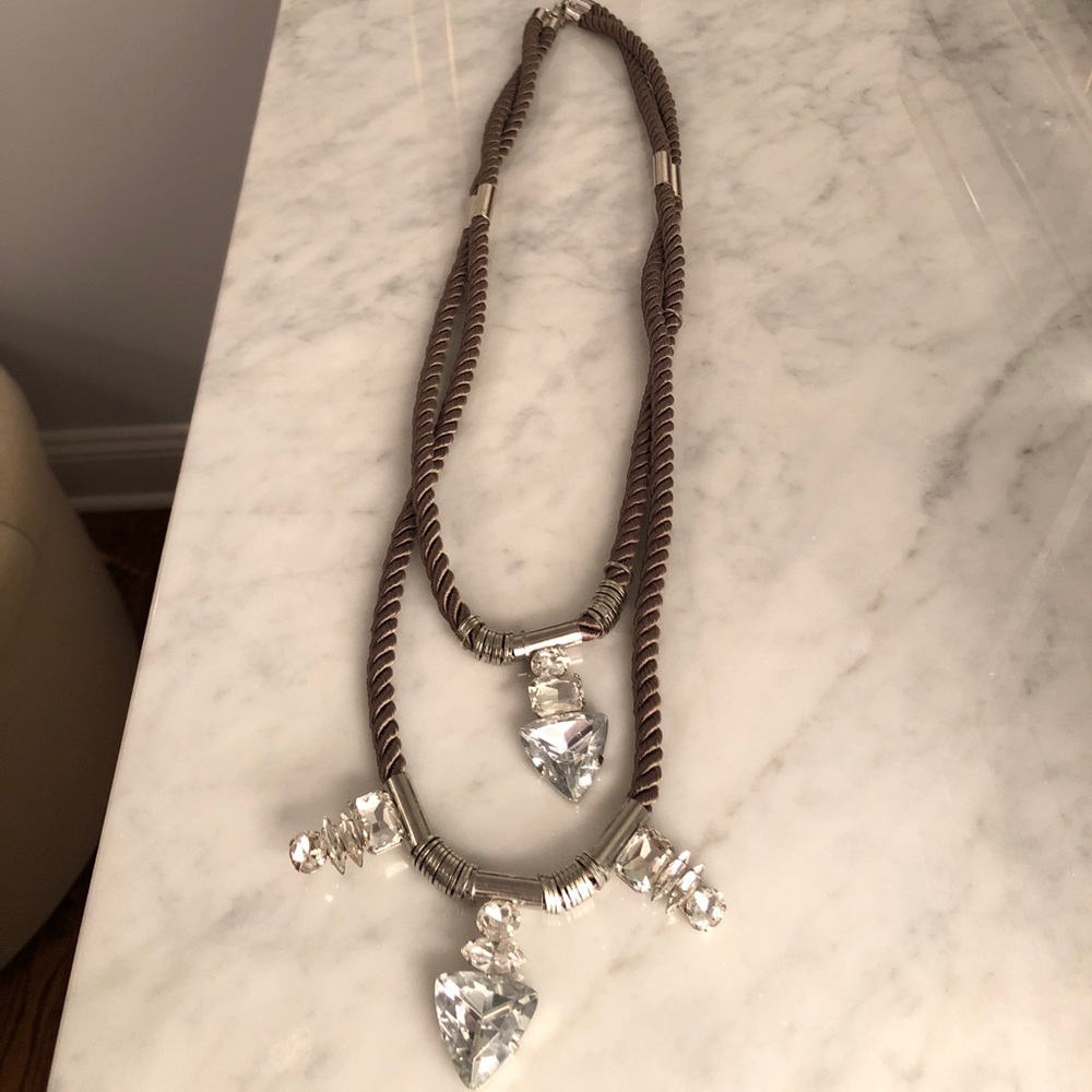 Taupe rope statement necklace