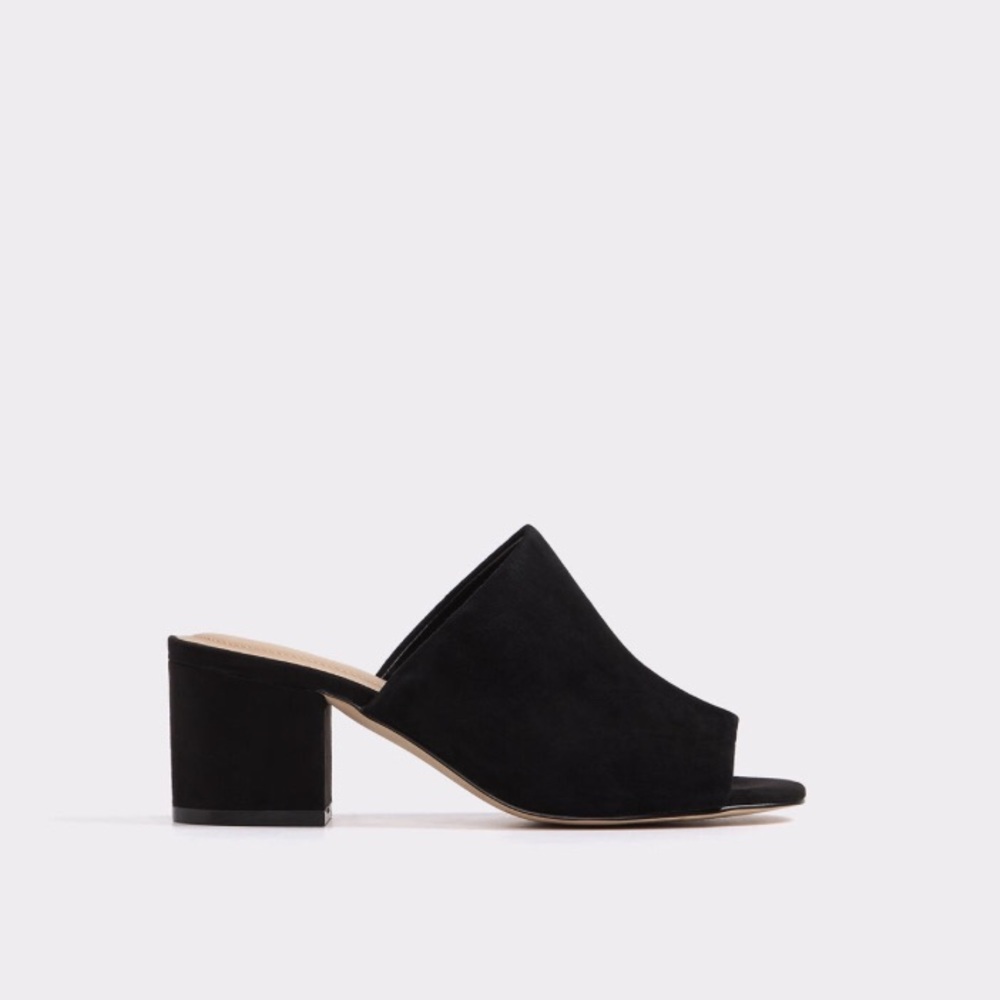 Aldo Black Suede Mules