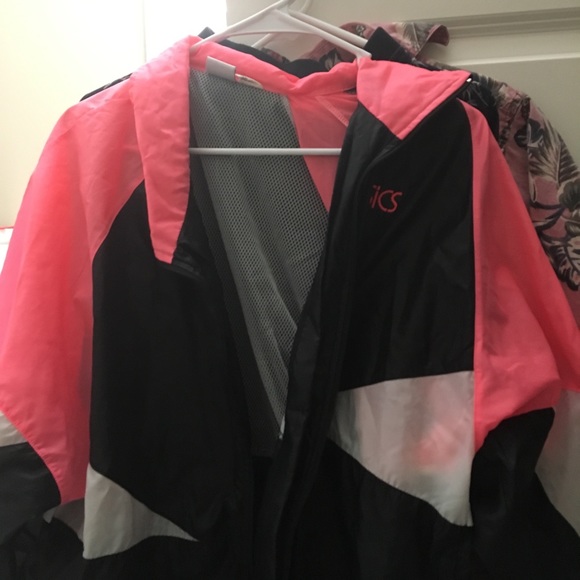 Asics Jackets & Blazers - Pink Black White Asics Windbreaker Jacket