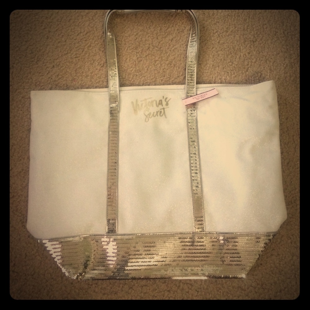 Victoria secret gold sequin tote