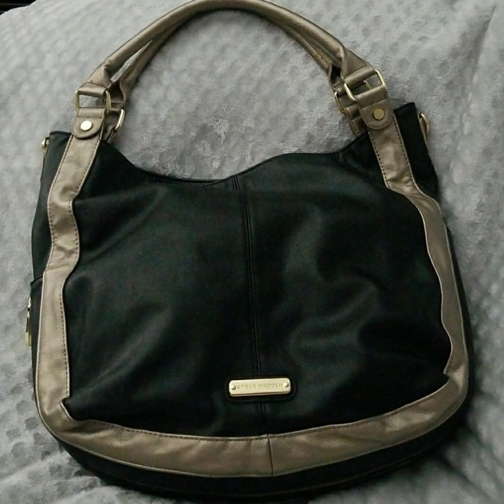 Steve Madden Black and Silver Leather Bag - Picture 2 of 8