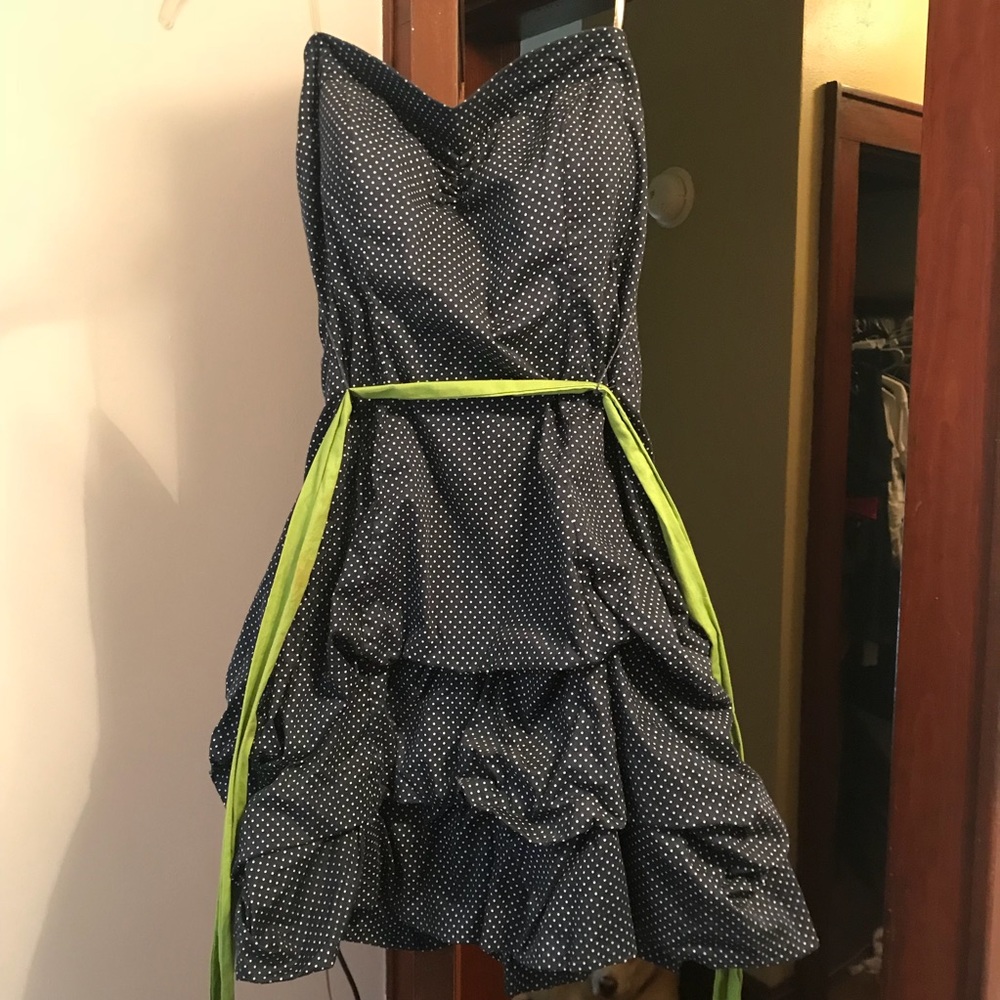 Navy polka dot party dress