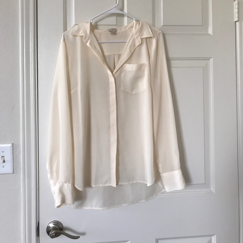 J. Crew Flowy, Loose Off-White Blouse