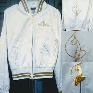 Black & Gold Satin Baby Phat Bomber Coat