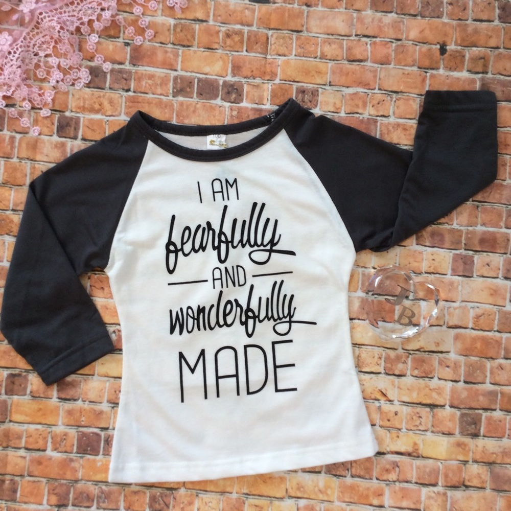 Boutique Girls Raglan FEARFULLY MADE Shirt