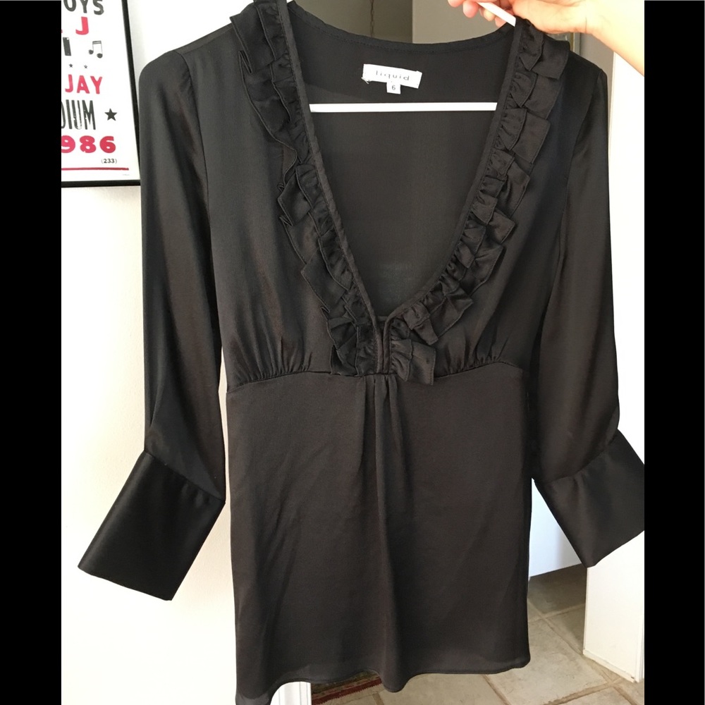 Black silk blouse by Liquid. New without tags