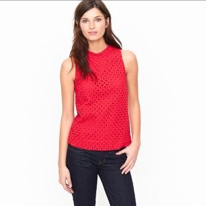 J. Crew Red Eyelet Top