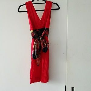 Ted Baker red dress with floral waist tie