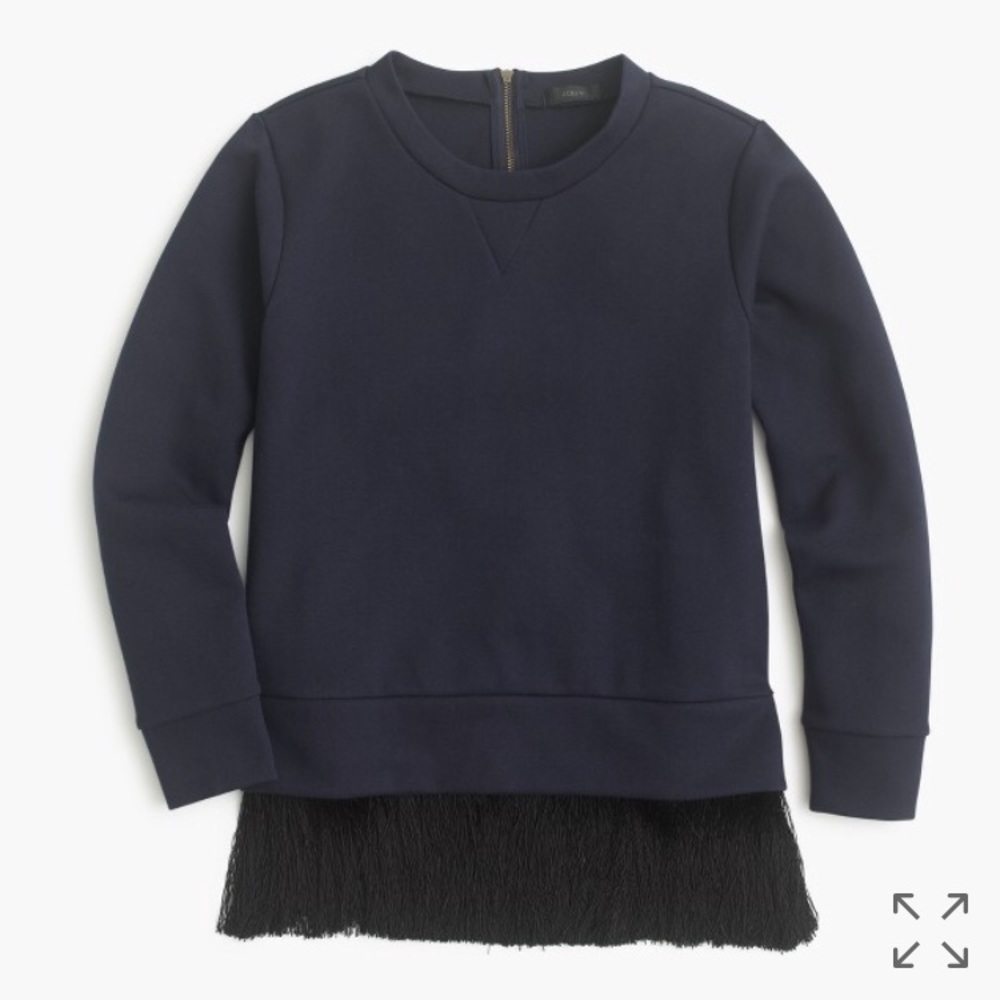 J.crew sweatshirt with fringe hem navy top