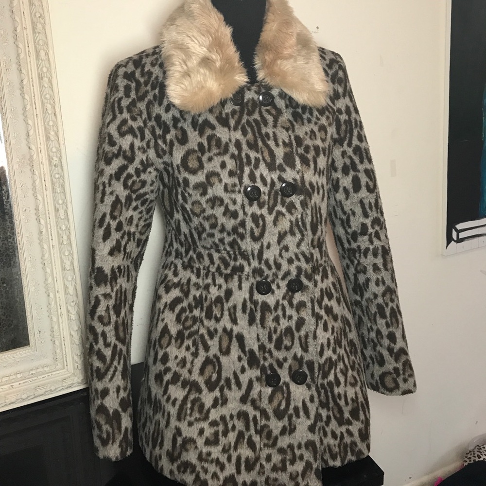 Francesca’s Collections Leopard Print Peacoat