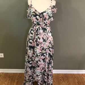 Pink and Black Floral Dress