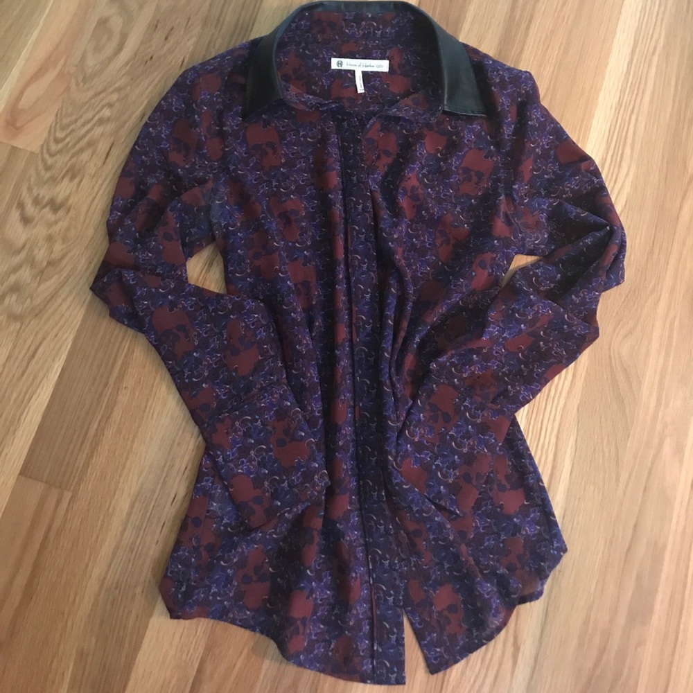 House of Harlow button skull paisley shirt - Picture 2 of 5