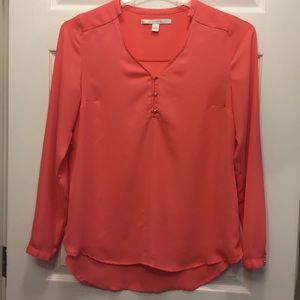 LC Lauren Conrad Coral Flowy Popover Blouse
