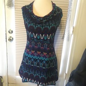 Cowl neck printed dress