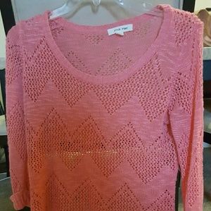 3 quarts length sleeve chevron print sweater