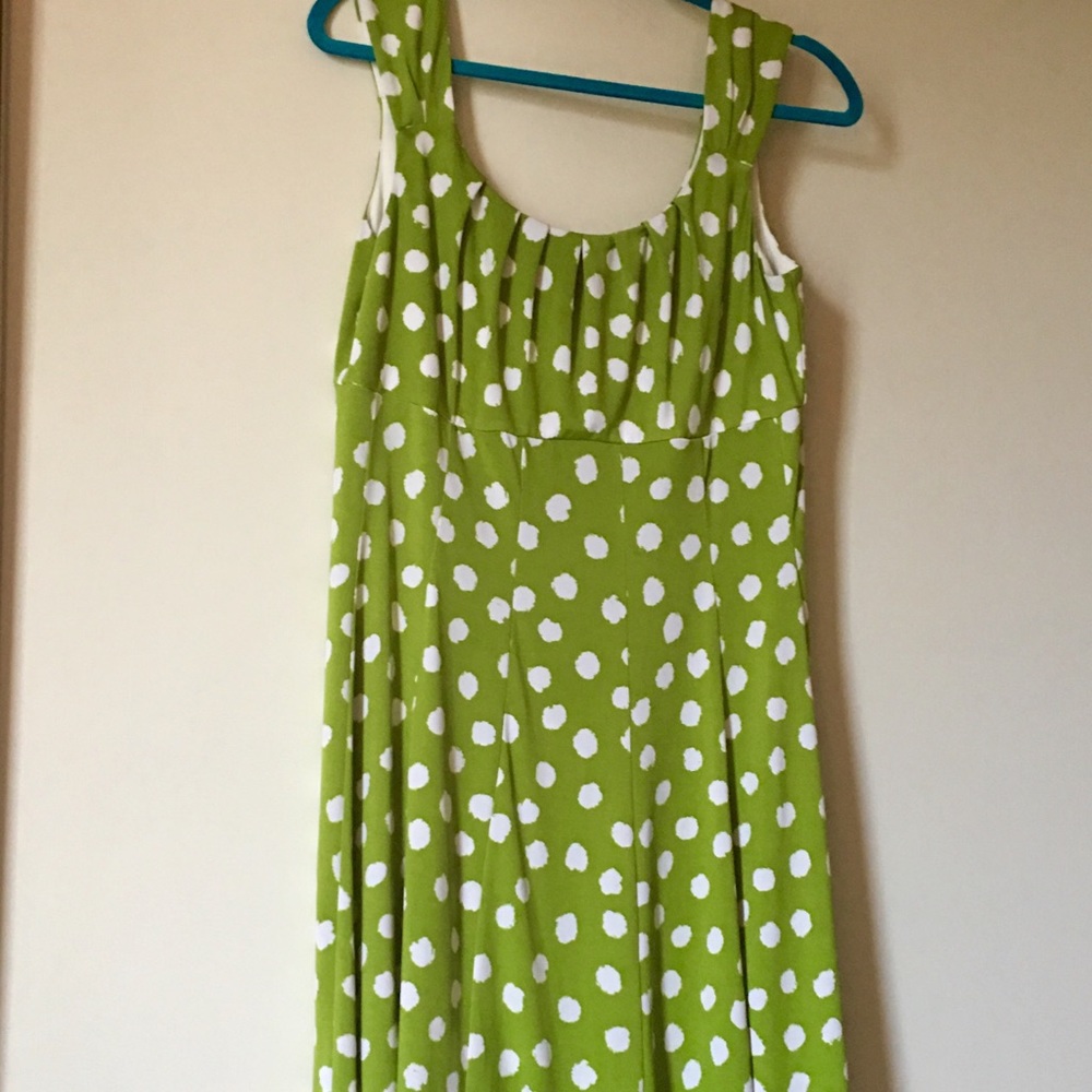 Green polka dot sleeveless dress