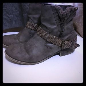 Distressed ash brown ankle boots