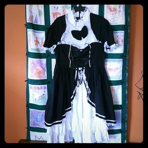 Black and White Lace Lolita Cosplay Dress