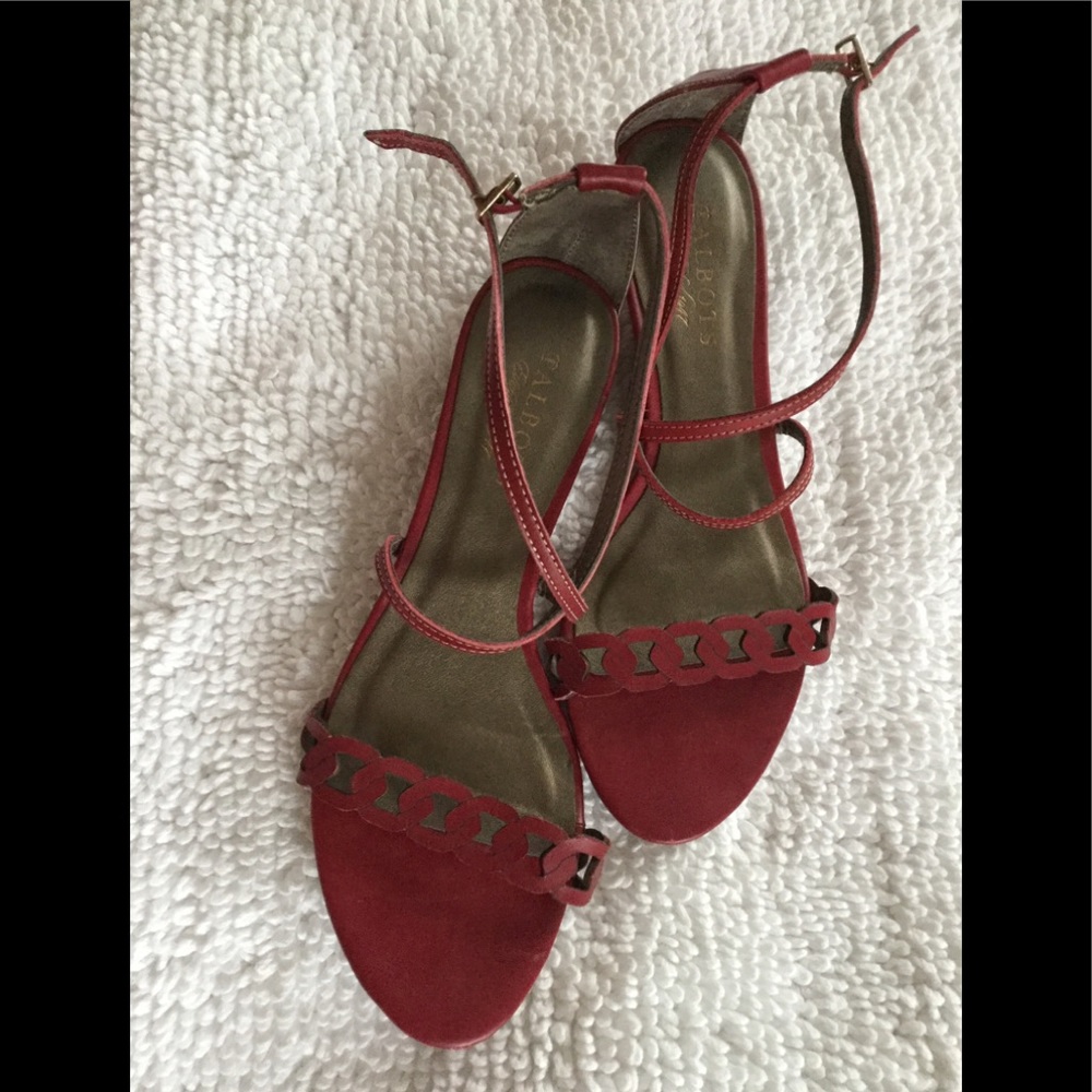 Red leather sandals NWOT