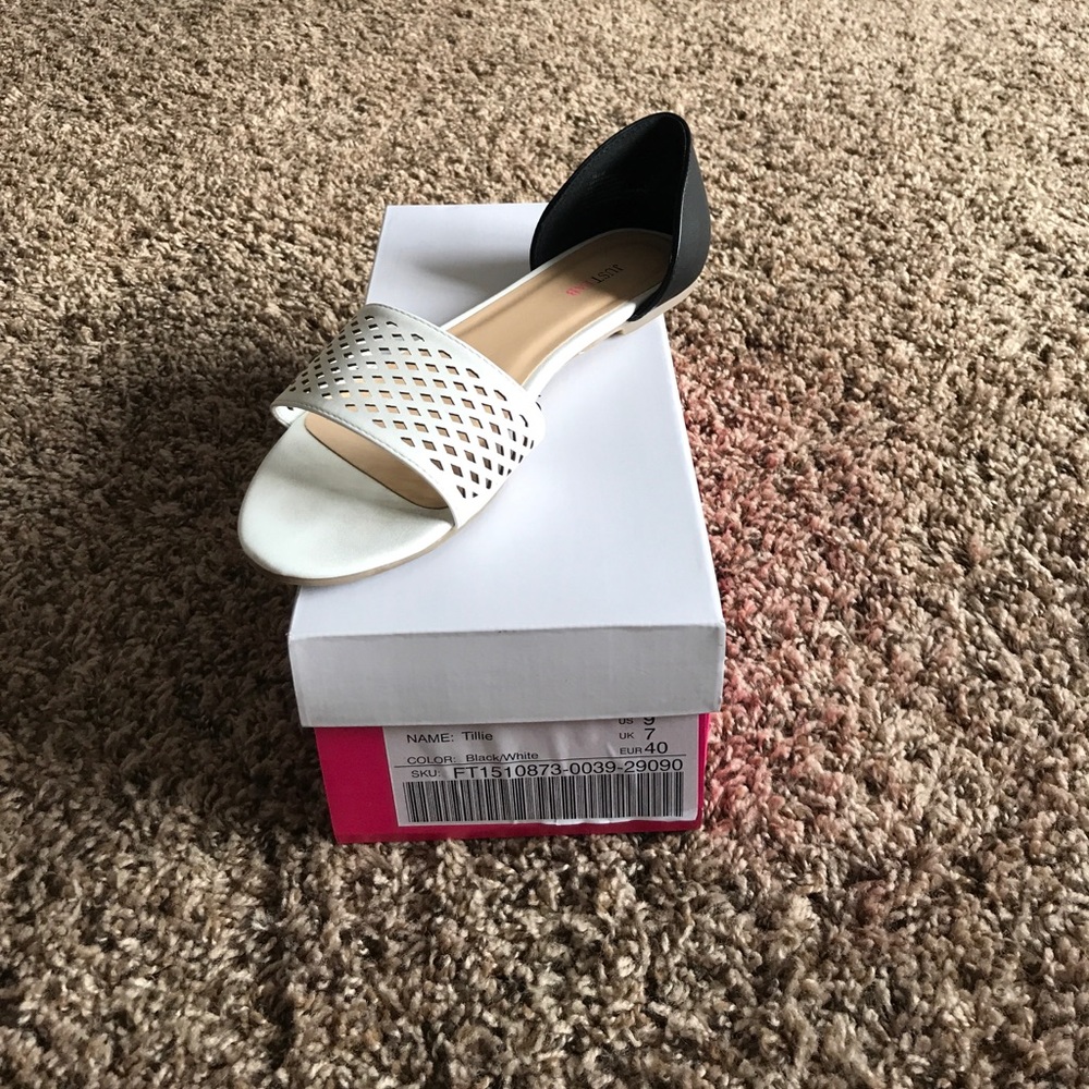 Black/White Open Toe Flat from JustFab