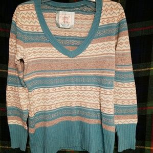 Old Navy faire Isle style sweater grey blue white