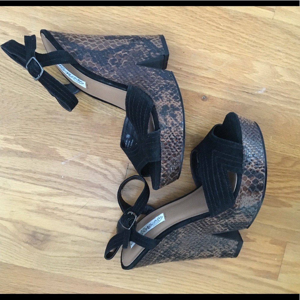 Lucky Brand wedges. Snakeskin. Ankle strap
