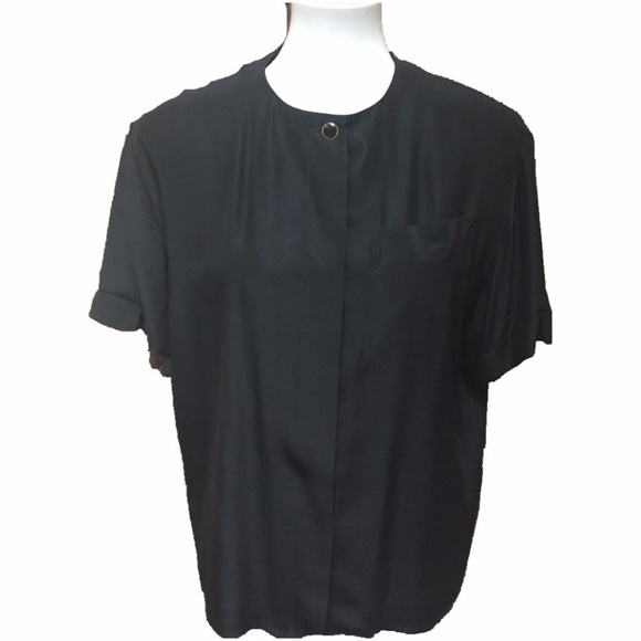 Vintage Starington Tops - Vintage Starington Black Silk Short Sleeve Blouse