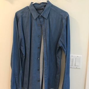 Theory blue button up dress shirt.