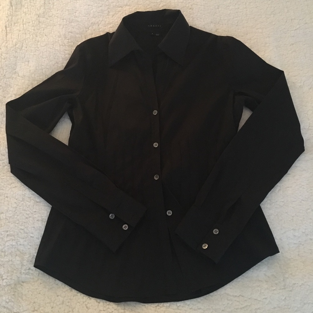 Theory Black Dress Shirt Sz Small