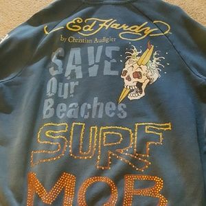 Xl zip up hooded sweat shirt ed hardy
