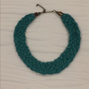 Turquoise bead braided necklace