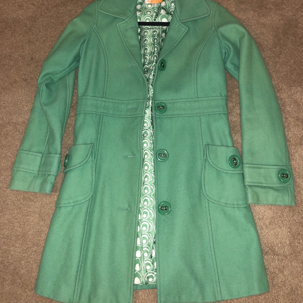 Green Tulle Wool Blend Coat