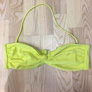 Neon yellow bandeau bikini top