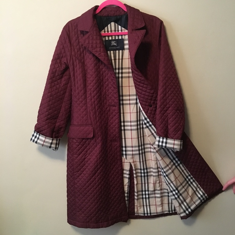 Burgundy Burberry Quilted Jacket