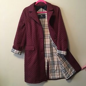 Burgundy Burberry Quilted Jacket