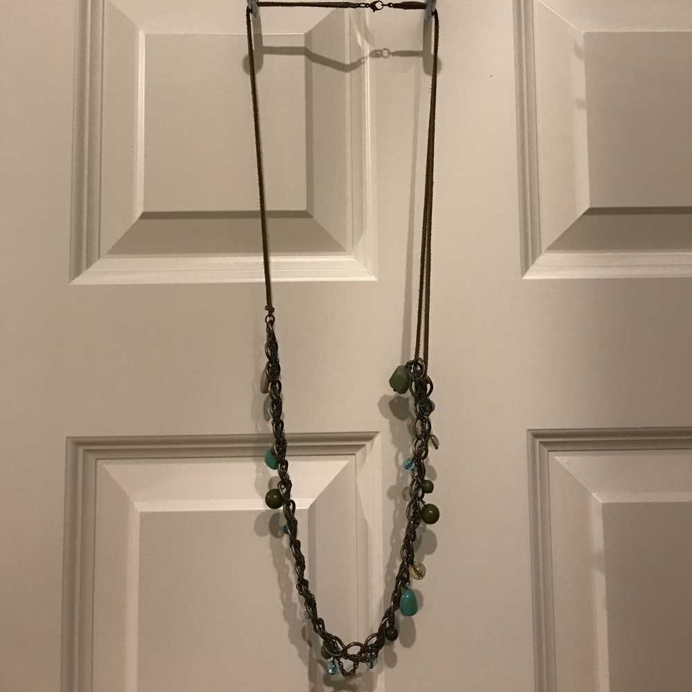 Turquoise and brown long necklace