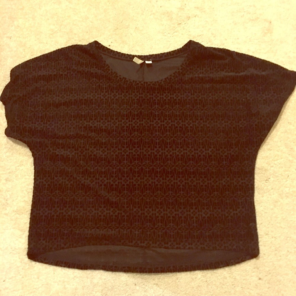 Nordstrom velvet crop top with design pattern