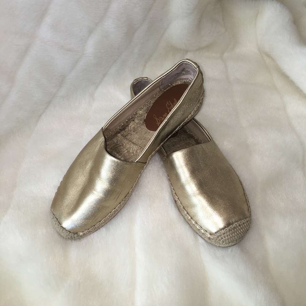 Sam Edelman “Lynn” gold espadrilles