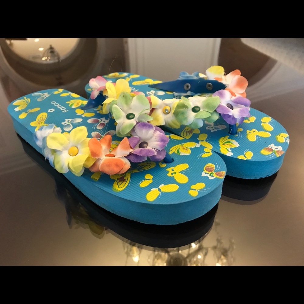 Fancy floral flip flops