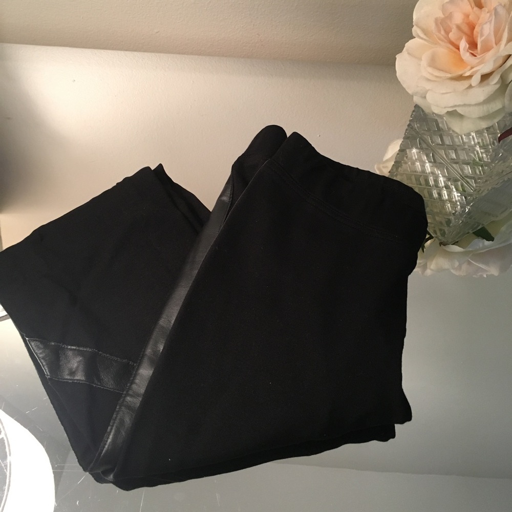 DKNY Leather Trim Leggings - Picture 2 of 6
