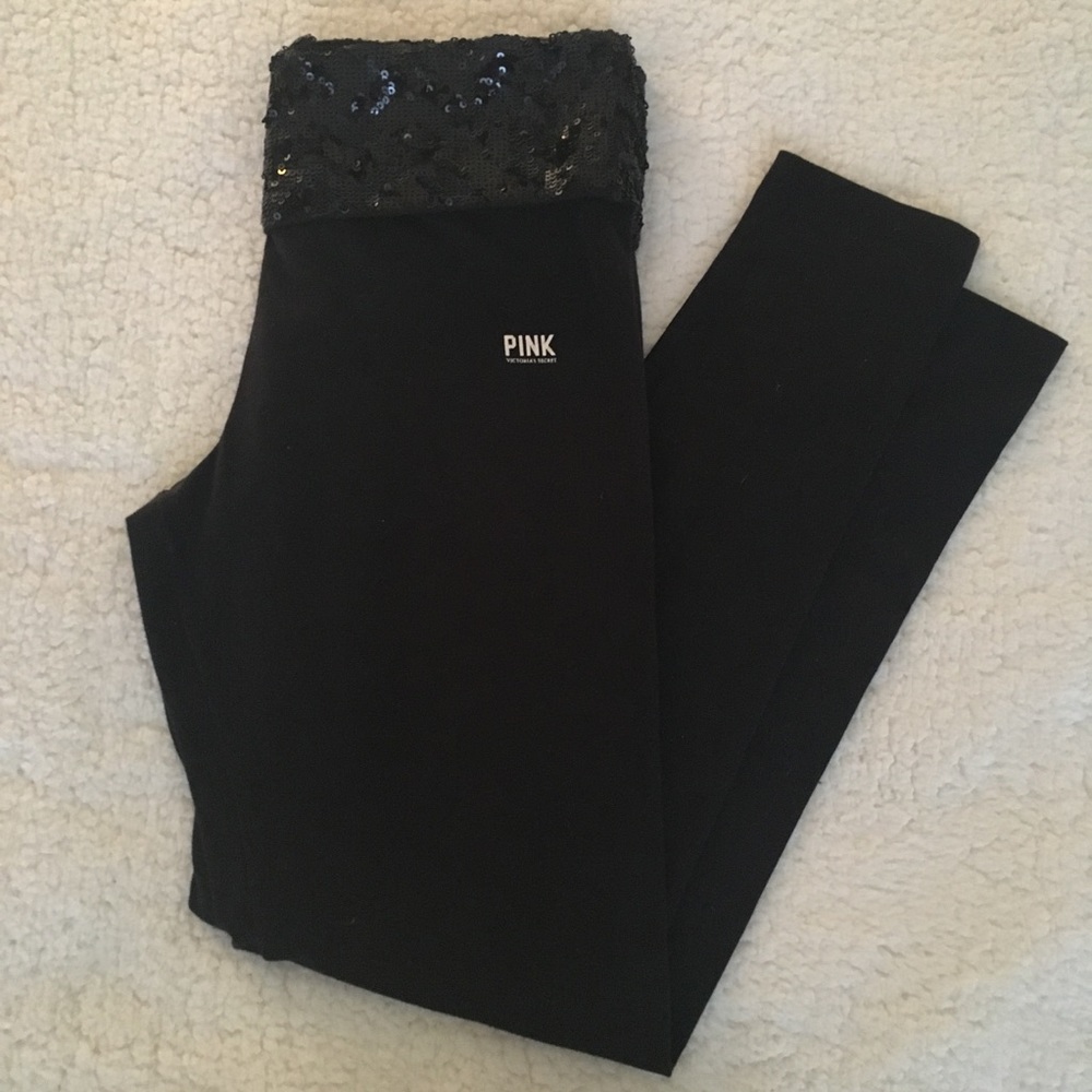 Pink Victoria’s Secret Sequined Yoga Pants Medium
