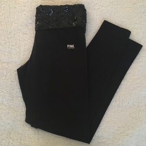 Pink Victoria’s Secret Sequined Yoga Pants Medium
